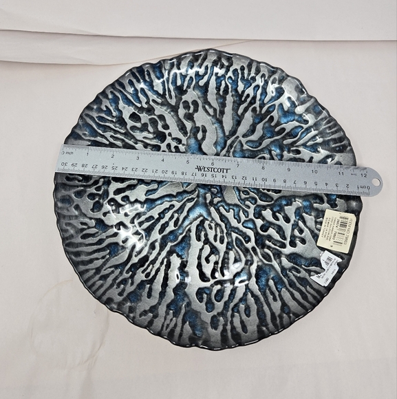 Three Hands Coral Blue Dish Platter Plate Hand Painted Sea Ocean Beachy Look - Picture 8 of 10